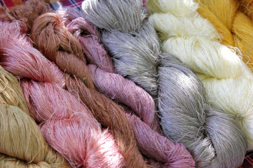 silk yarns in soft pastel colors