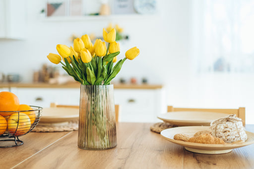 Yellow Spring Tulips in a clean kitchen