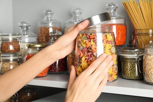 storage containers full of dried food stuffs