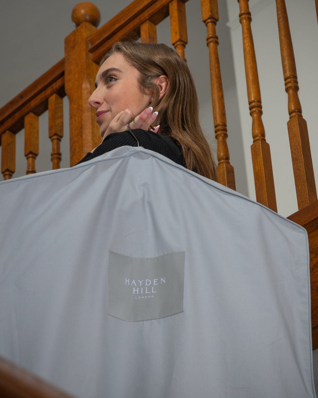 Long Organic Cotton Hanging Bag in Gray