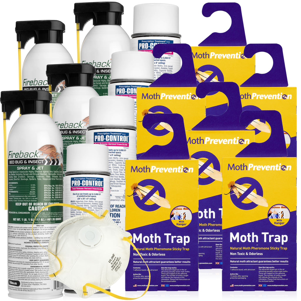 Clothes Moth Killer Kit - 6 Months Protection. Kill Moths, Larvae & Eggs